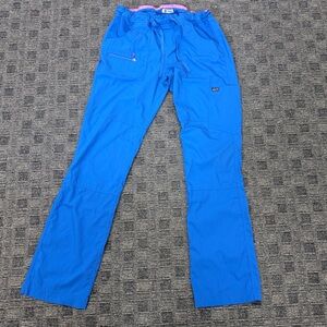 Koi Tm /Scrub Pants - Small‎ /Tall Blue with hot pink accents- Size Small -Tall